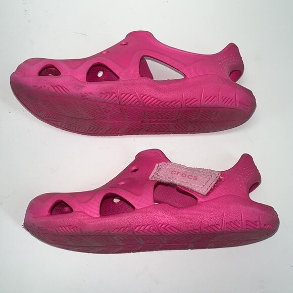 Crocs Swiftwater Wave Toddler Girls 13 Pink Slip On Shoes Water Shoes Beach - Picture 5 of 7